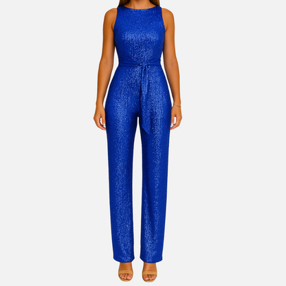 Backless Glitter Jumpsuit – Elegant Party Outfit