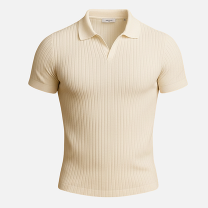 Men’s Slim Fit Ribbed Polo Shirt – Short Sleeve Polo