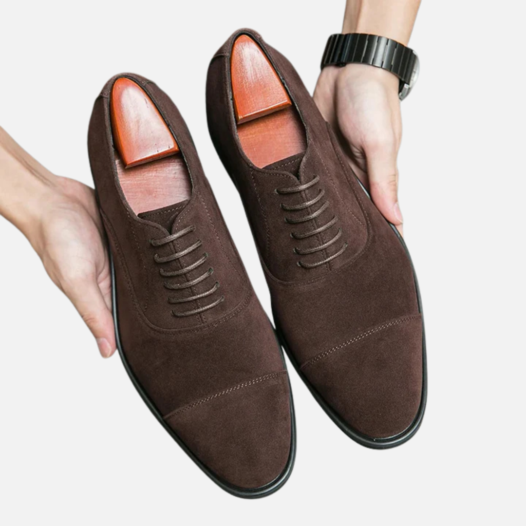Men's Suede Cap Toe Oxford Dress Shoes