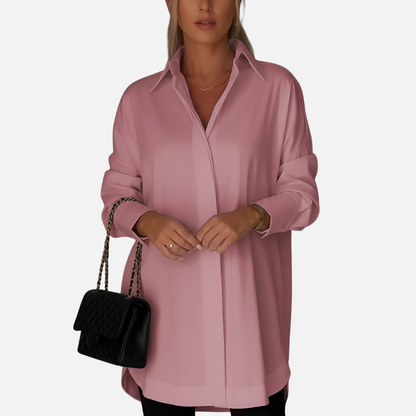 Women's Oversized Button Down Tunic Shirt
