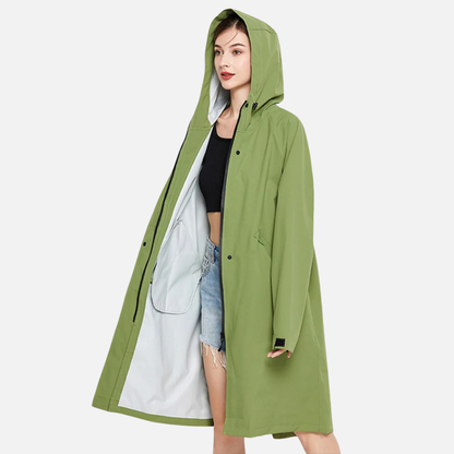 Women's Waterproof Rain Mac Coat - Lightweight Hooded Outdoor Windbreaker