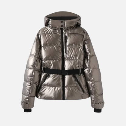 Women's Belted Puffer Jacket - Quilted Hooded Winter Coat