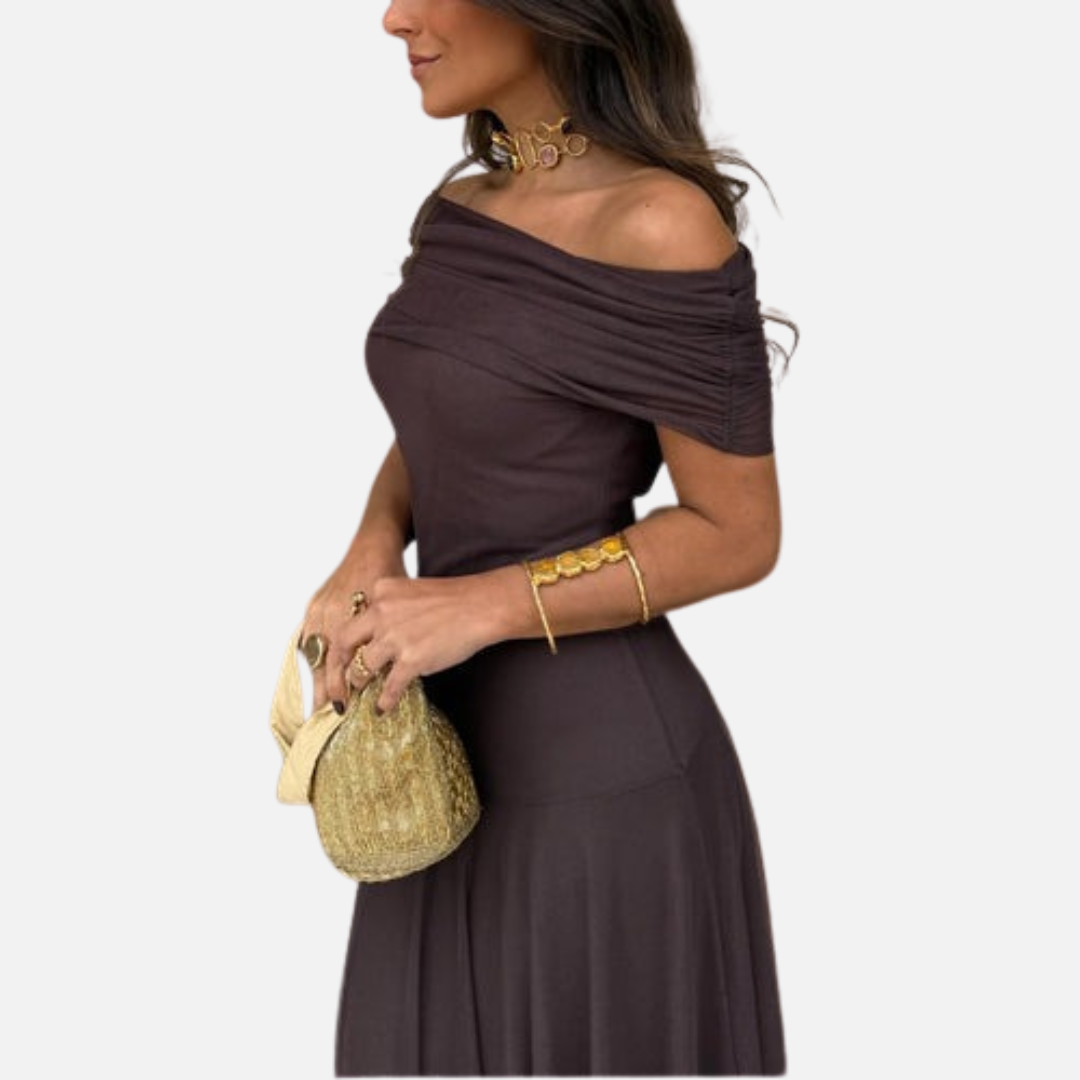 Women’s Off-Shoulder Mesh Maxi Dress