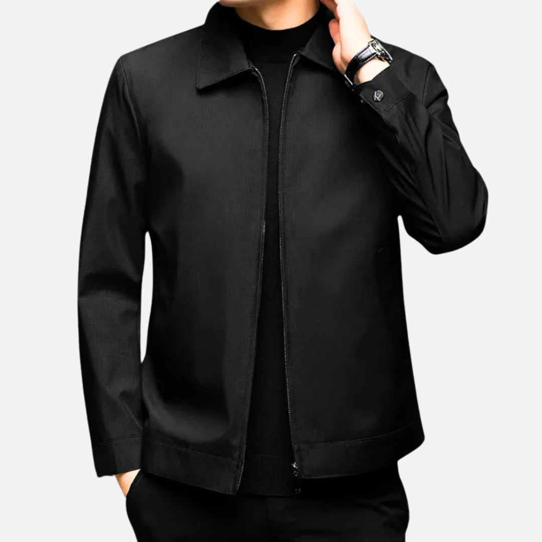 Men’s Casual Black Jacket – Zipper Closure