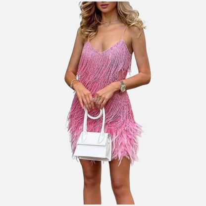 Women's Feather Mini Cocktail Dress