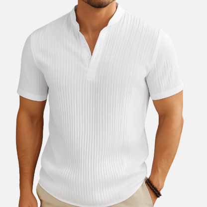 Men's Textured Quarter Zip Polo Shirt