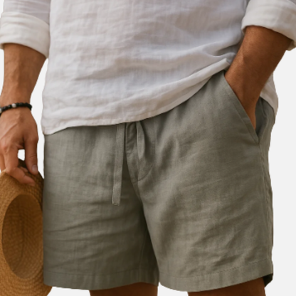 Men’s Casual Linen Drawstring Shorts Breathable