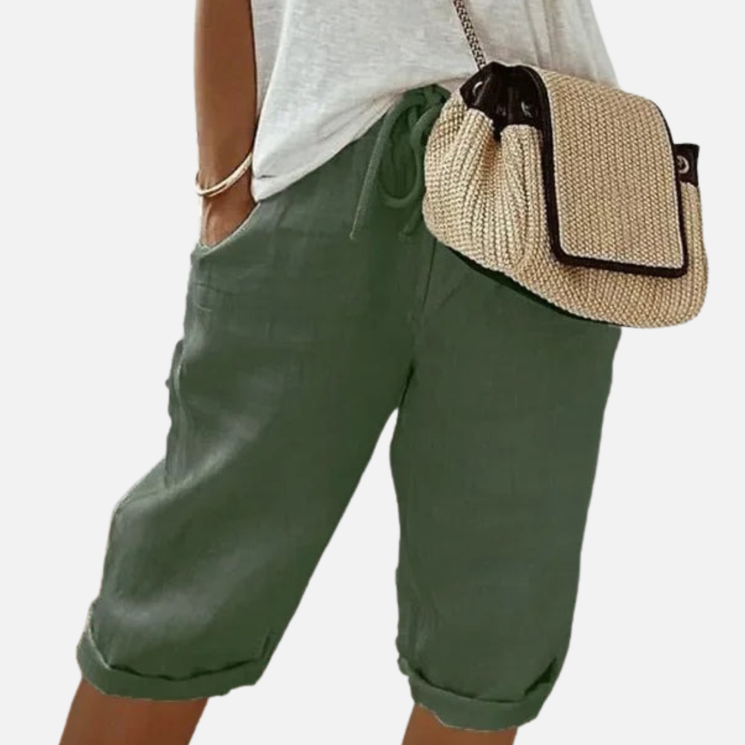Women's Linen Capri Pants - Breathable Summer Crop Trousers