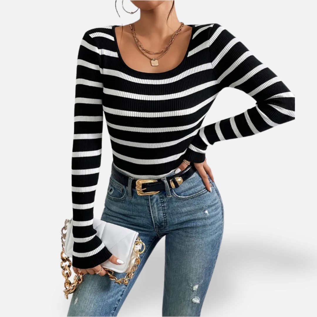 Elara | Women’s Long Sleeve Striped Shirt