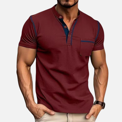 Men’s Casual Henley Polo Shirt