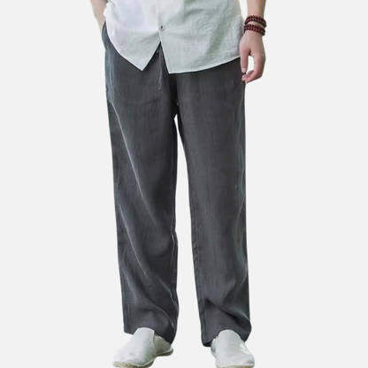Men's Relaxed Linen Trousers - Breathable Cotton Linen Blend Pants