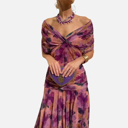 Women's Off Shoulder Ruched Midi Dress