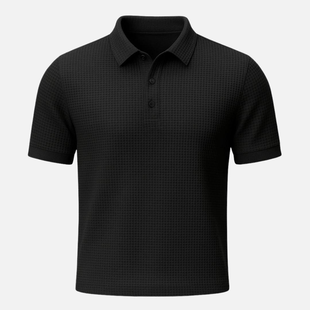 Men’s Textured Polo Shirt – Premium Waffle Knit Short Sleeve