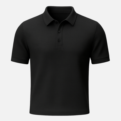 Men’s Textured Polo Shirt – Premium Waffle Knit Short Sleeve