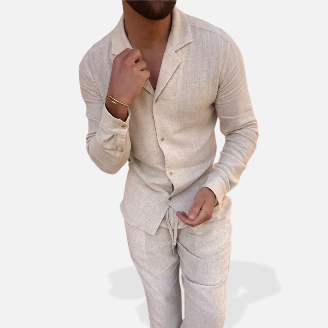 Elara | Men’s 2-Piece Linen Set Shirt & Pants