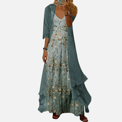 Women's Two Piece Floral Maxi Dress Set