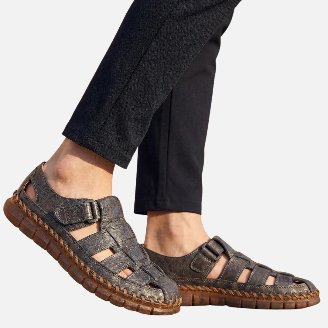 Men's Stitched Leather Orthopedic Open Sandals