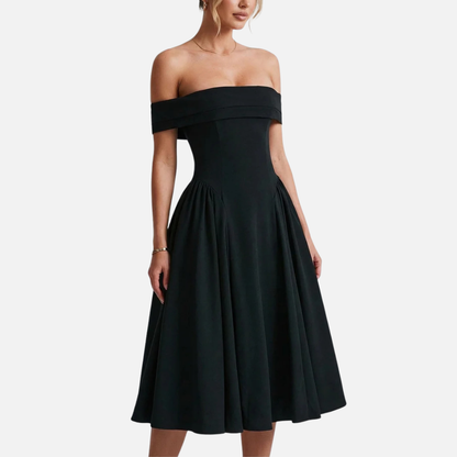 Sienna | Off-Shoulder Midi Dress Wedding Guest