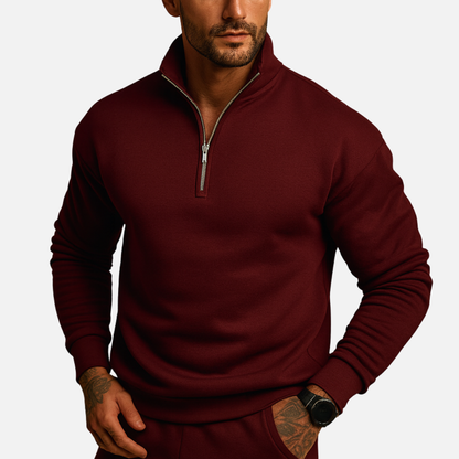 Men's Half-Zip Sweater - Smart Funnel Neck Quarter Zip Pullover