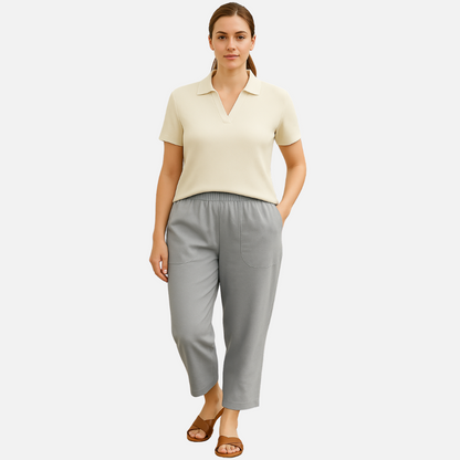 Women's Wide Leg Linen Trousers - Breathable High Waisted Summer Pants