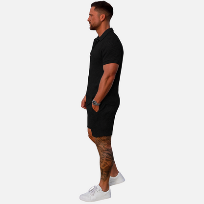 Men’s Summer Outfit Set – Polo Shirt & Shorts 2-Piece Set