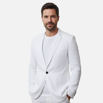 Men’s Casual Linen Blazer – Lightweight Tailored Slim Fit