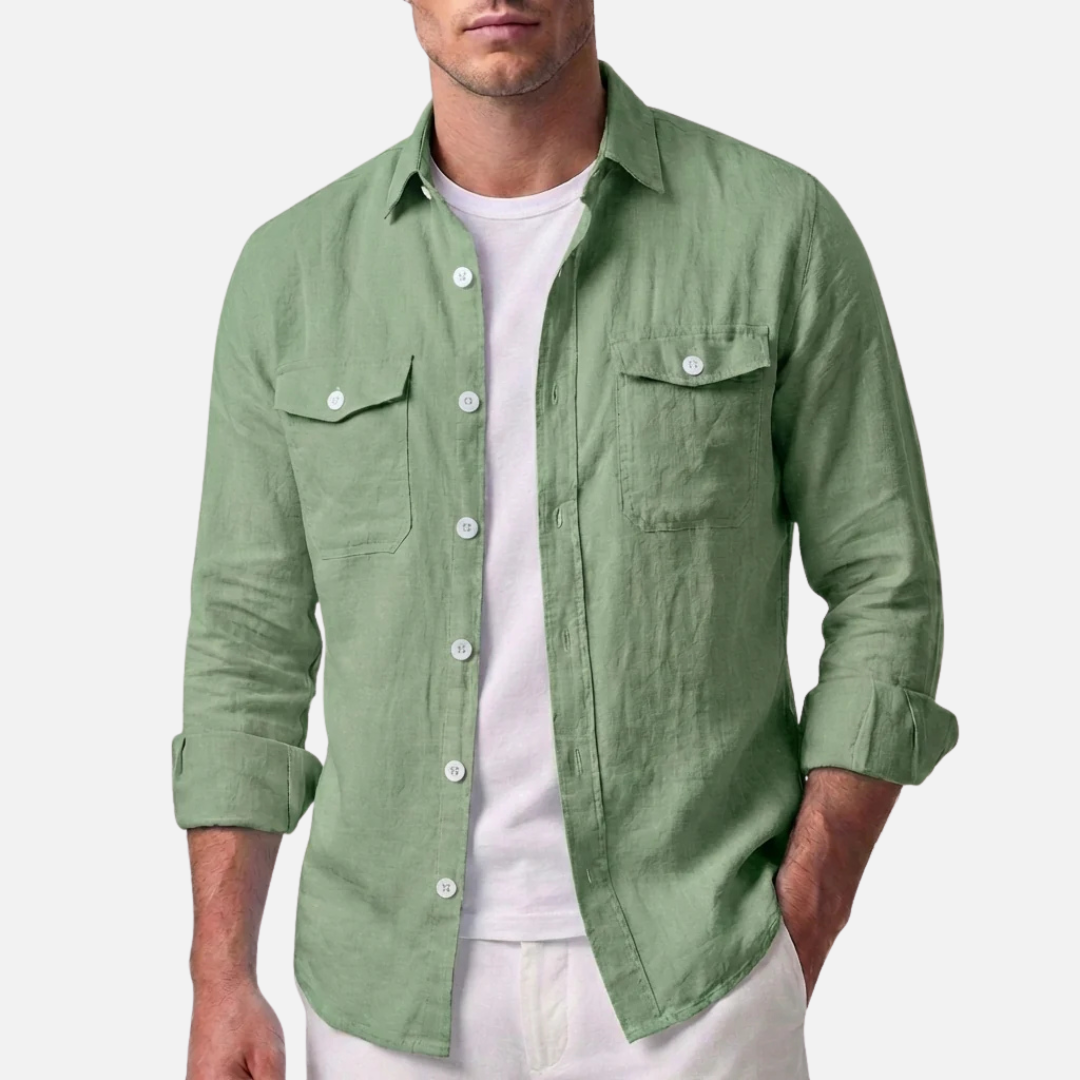 Men's Casual Long Sleeve Button-Down Shirt