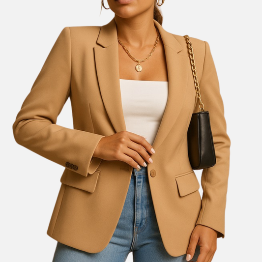 Women’s Casual Elegant Blazer - Tailored Single-Button Jacket