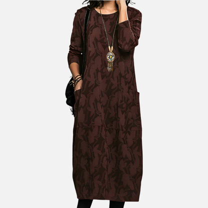 Women's Long Sleeve Abstract Maxi Dress