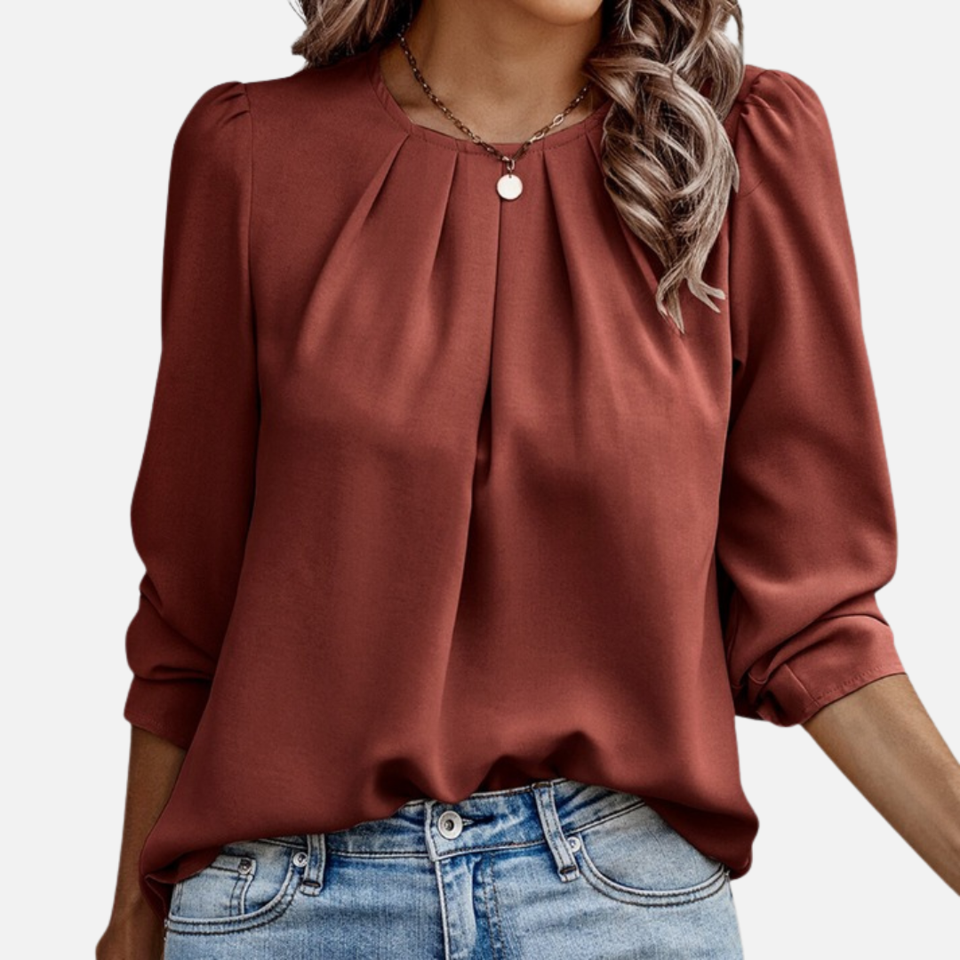 Women’s Elegant Pleated Neck Blouse