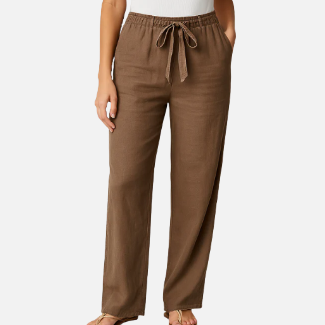 Women's High Waist Linen Wide Leg Trousers | Tie Waist Palazzo Pants