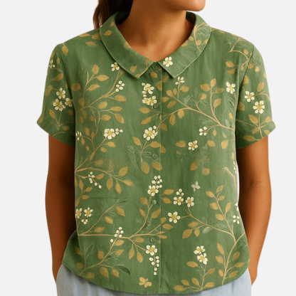Women’s Floral Print Short Sleeve Blouse – Casual Top