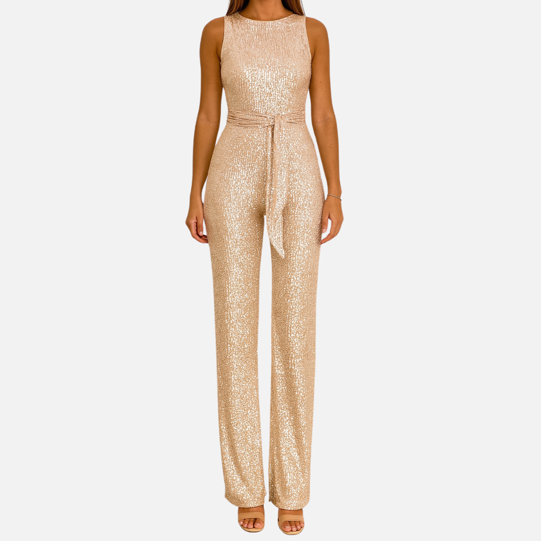 Backless Glitter Jumpsuit – Elegant Party Outfit