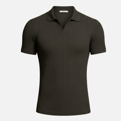 Men’s Slim Fit Ribbed Polo Shirt – Short Sleeve Polo