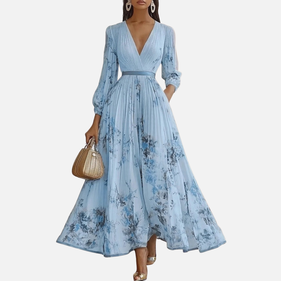 Women's Floral Pleated Maxi Dress