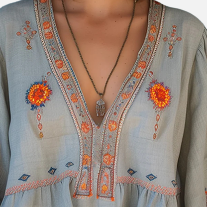Women's Boho Embroidered Blouse