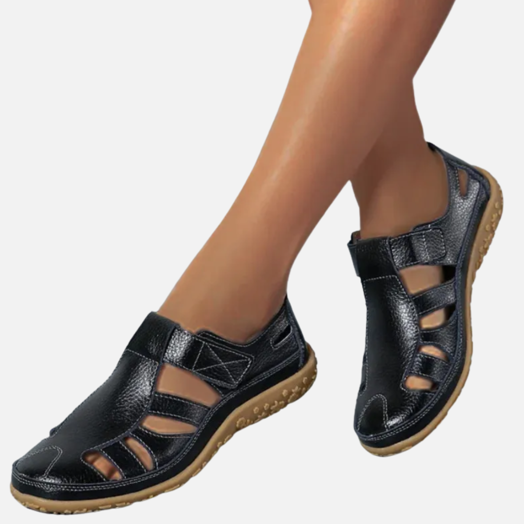 Women's Leather Walking Sandals - Comfortable Arch Support Shoes