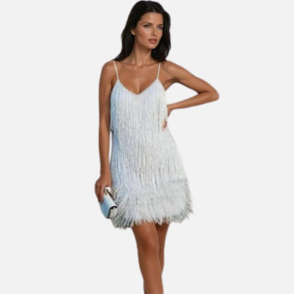 Women's Feather Glam Mini Party Dress