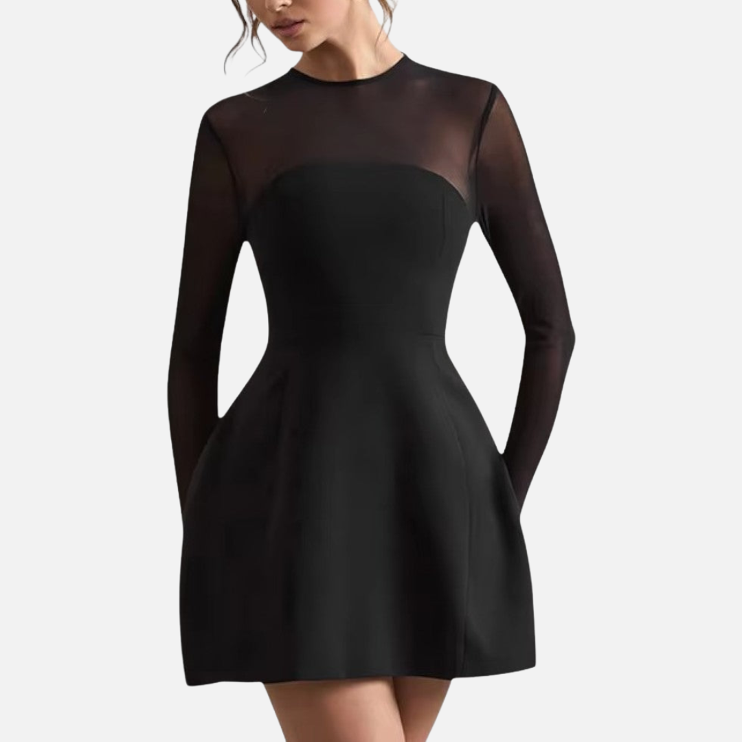 Elegant Black Mini Lace Dress