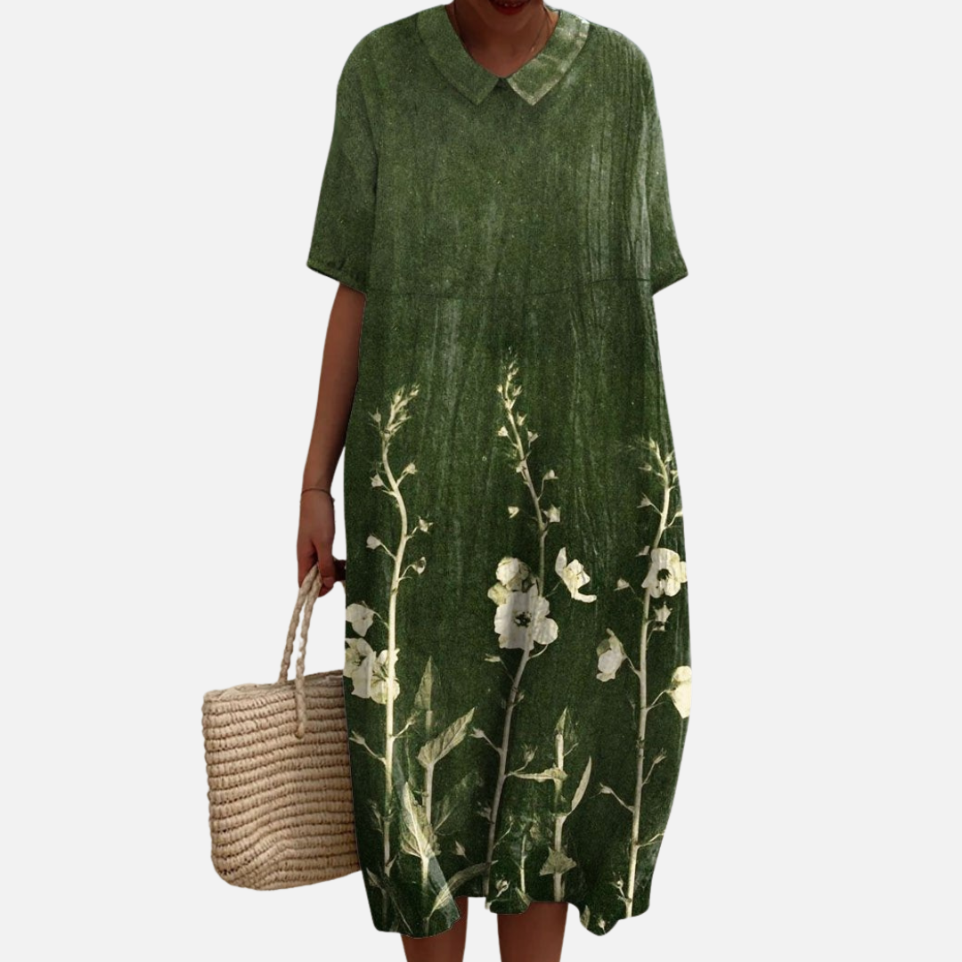 Women's Floral V-Neck Bohemian Midi Dress