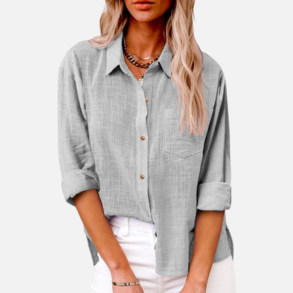 Women's Button-Down Linen Blouse