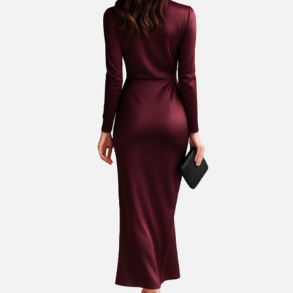 Women's Satin Wrap Midi Dress