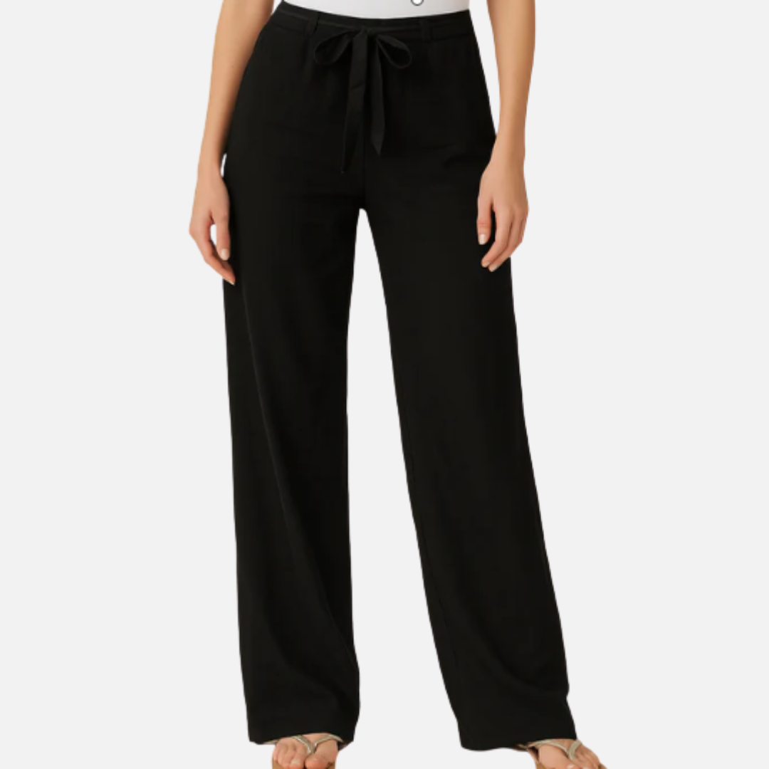 Women's High Waist Linen Wide Leg Trousers | Tie Waist Palazzo Pants