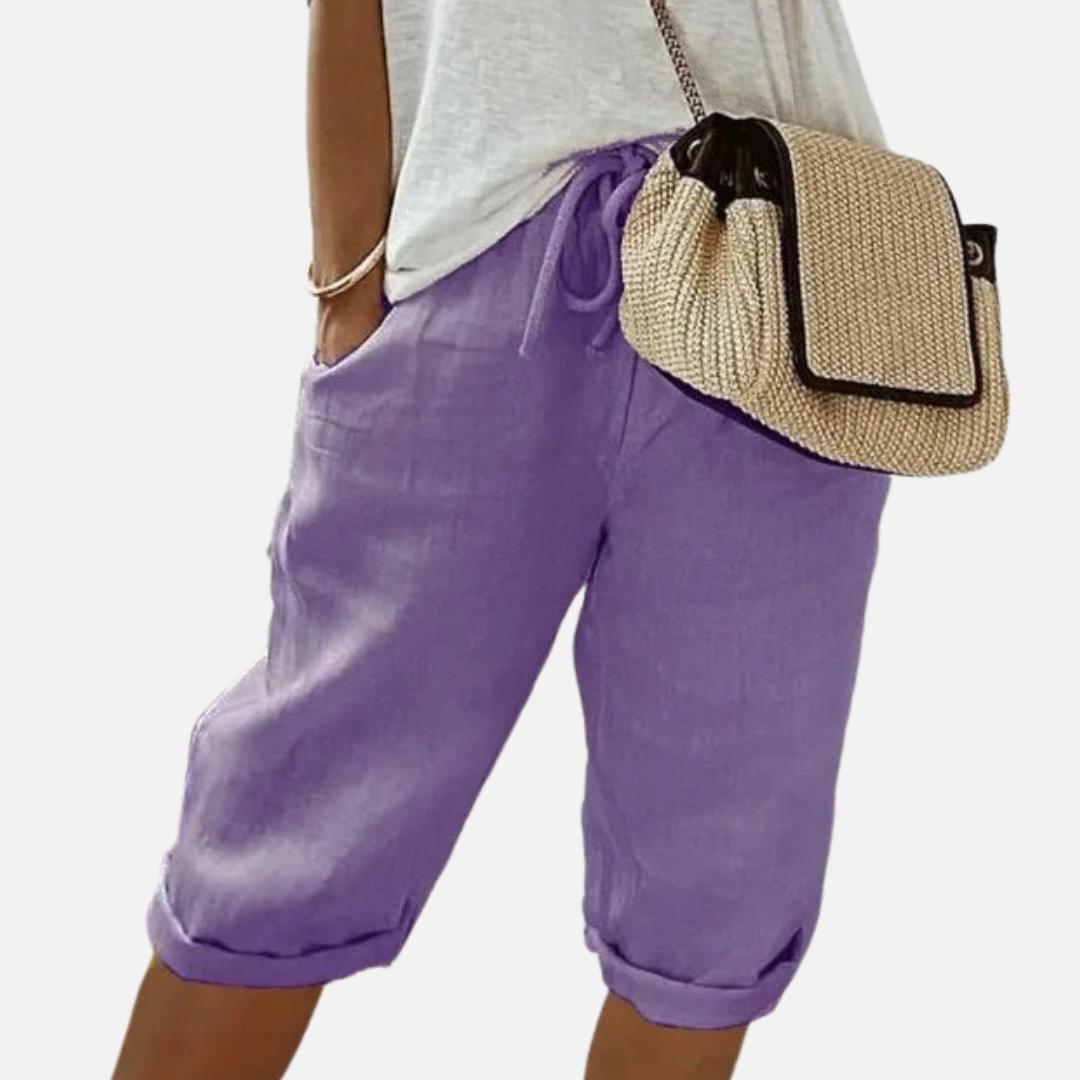 Women's Linen Capri Pants - Breathable Summer Crop Trousers
