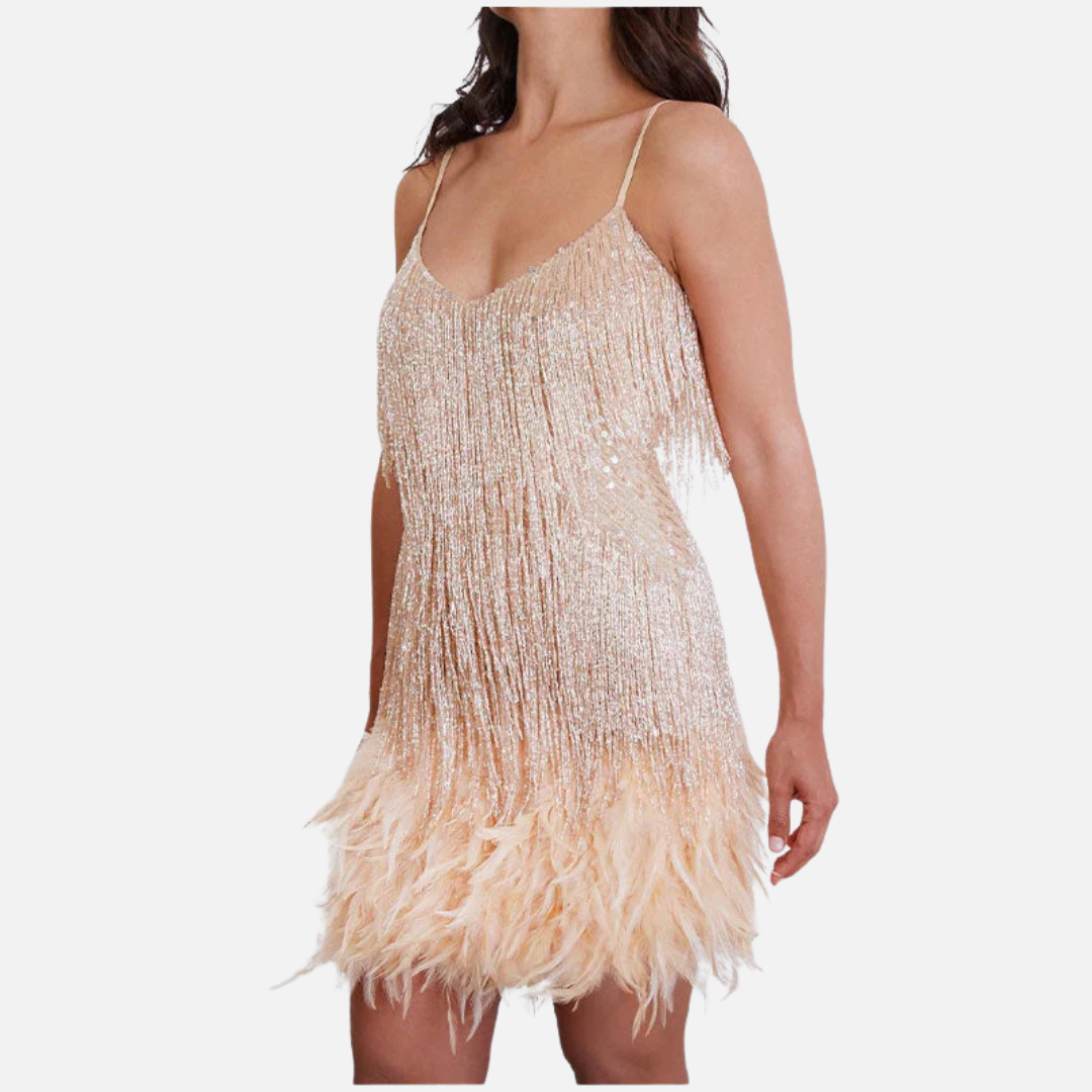 Women's Feather Mini Cocktail Dress