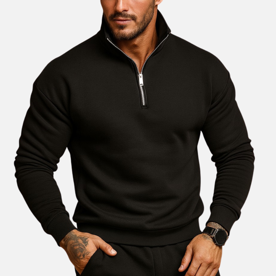 Men's Half-Zip Sweater - Smart Funnel Neck Quarter Zip Pullover