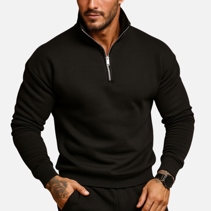 Men's Half-Zip Sweater - Smart Funnel Neck Quarter Zip Pullover