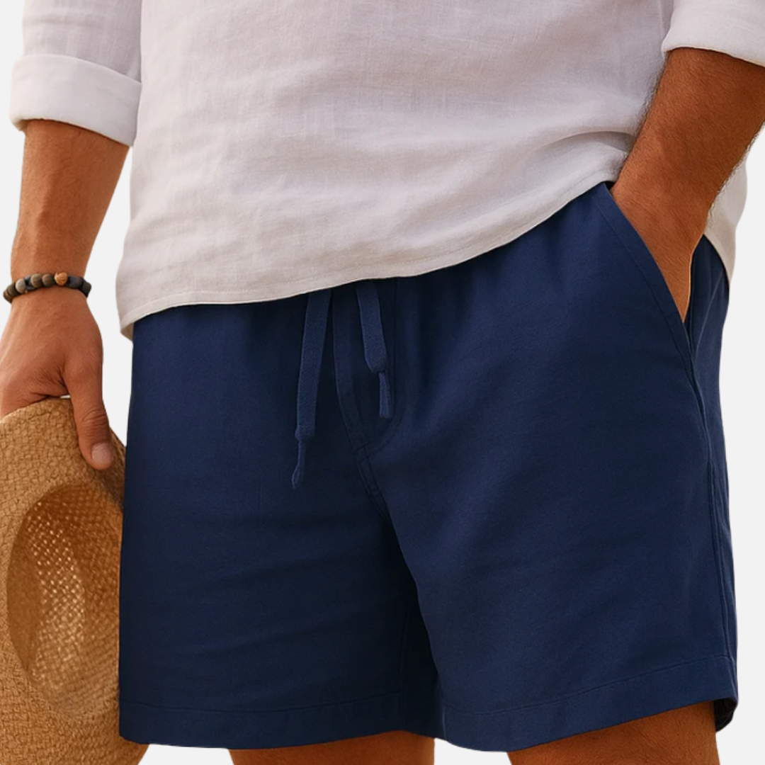 Men’s Casual Linen Drawstring Shorts Breathable