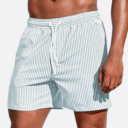 Men’s Classic Striped Swim Shorts with Adjustable Drawstring