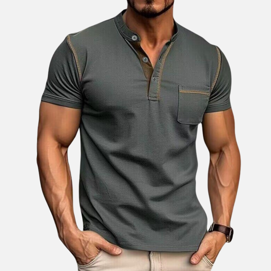 Men’s Casual Henley Polo Shirt